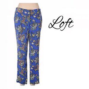 Loft Women's Blue paisley Floral Pants Sz 4 EUC